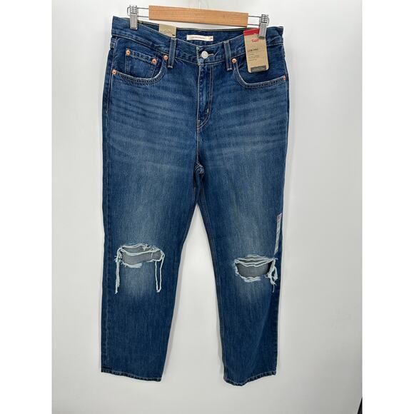 Levi's Womens 29 NWT Low Pro Straight Denim Jeans Loose Distressed Fit Baggy - Picture 1 of 8
